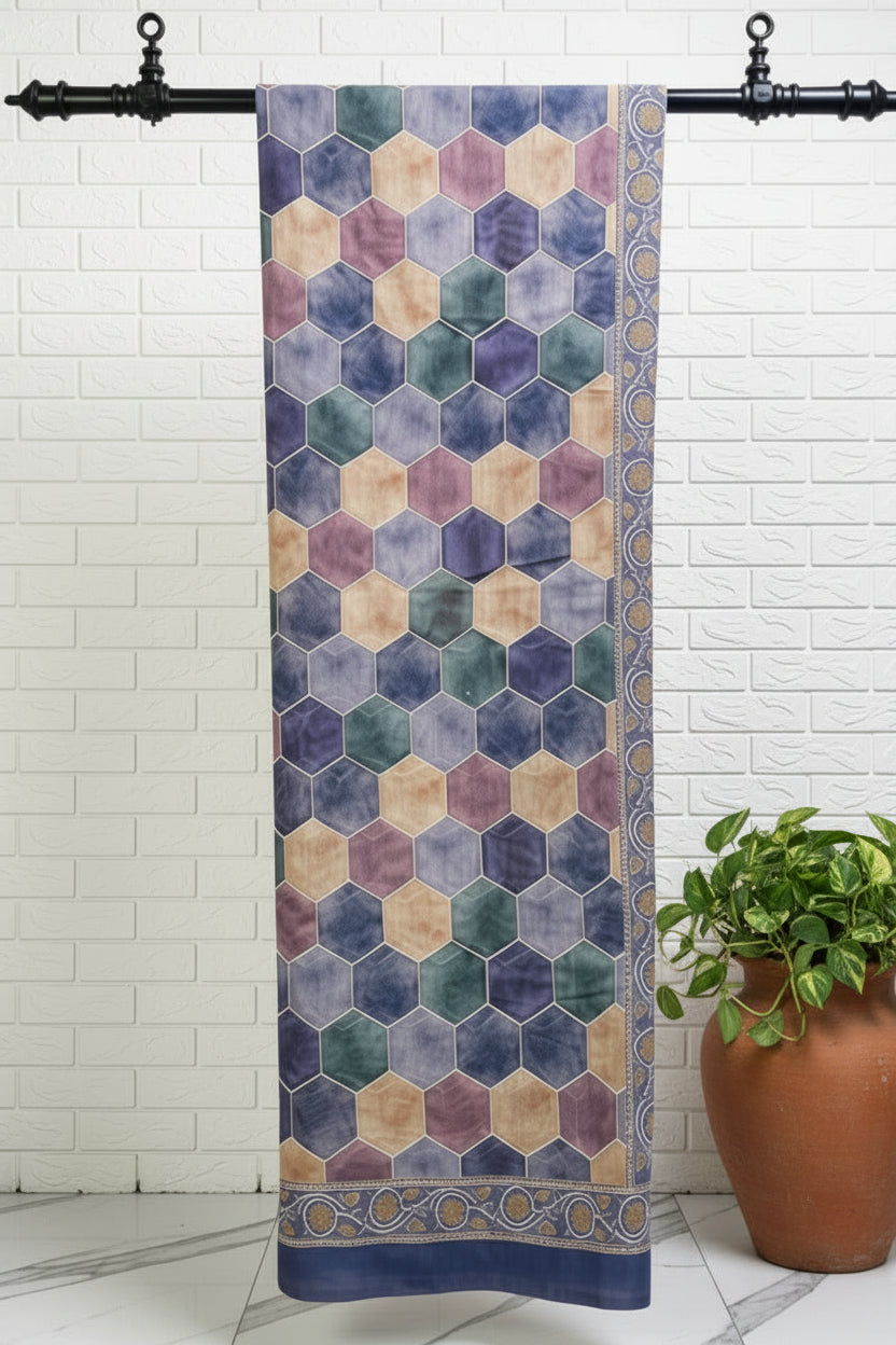 Honeycomb Elegance Linen Chanderi