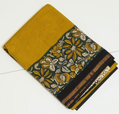 Mustard Chanderi with Bagru Print