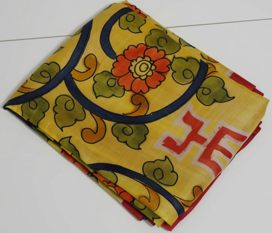 Mustard Desi Tussar with Hand Painted Pattachitra