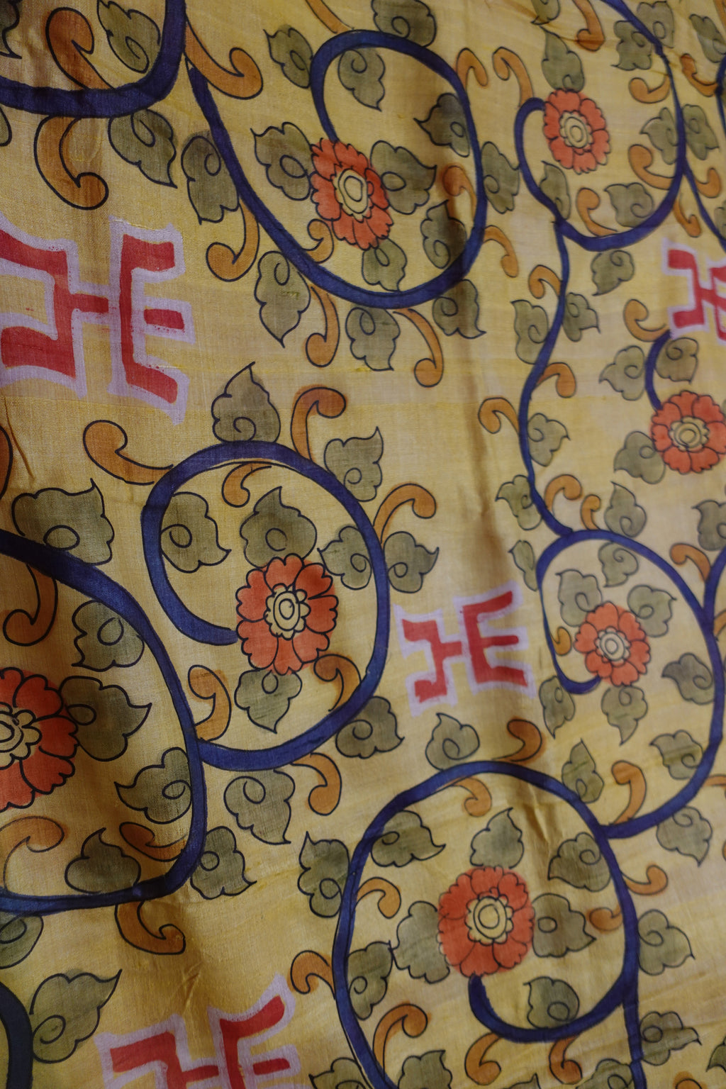 Mustard Desi Tussar with Hand Painted Pattachitra