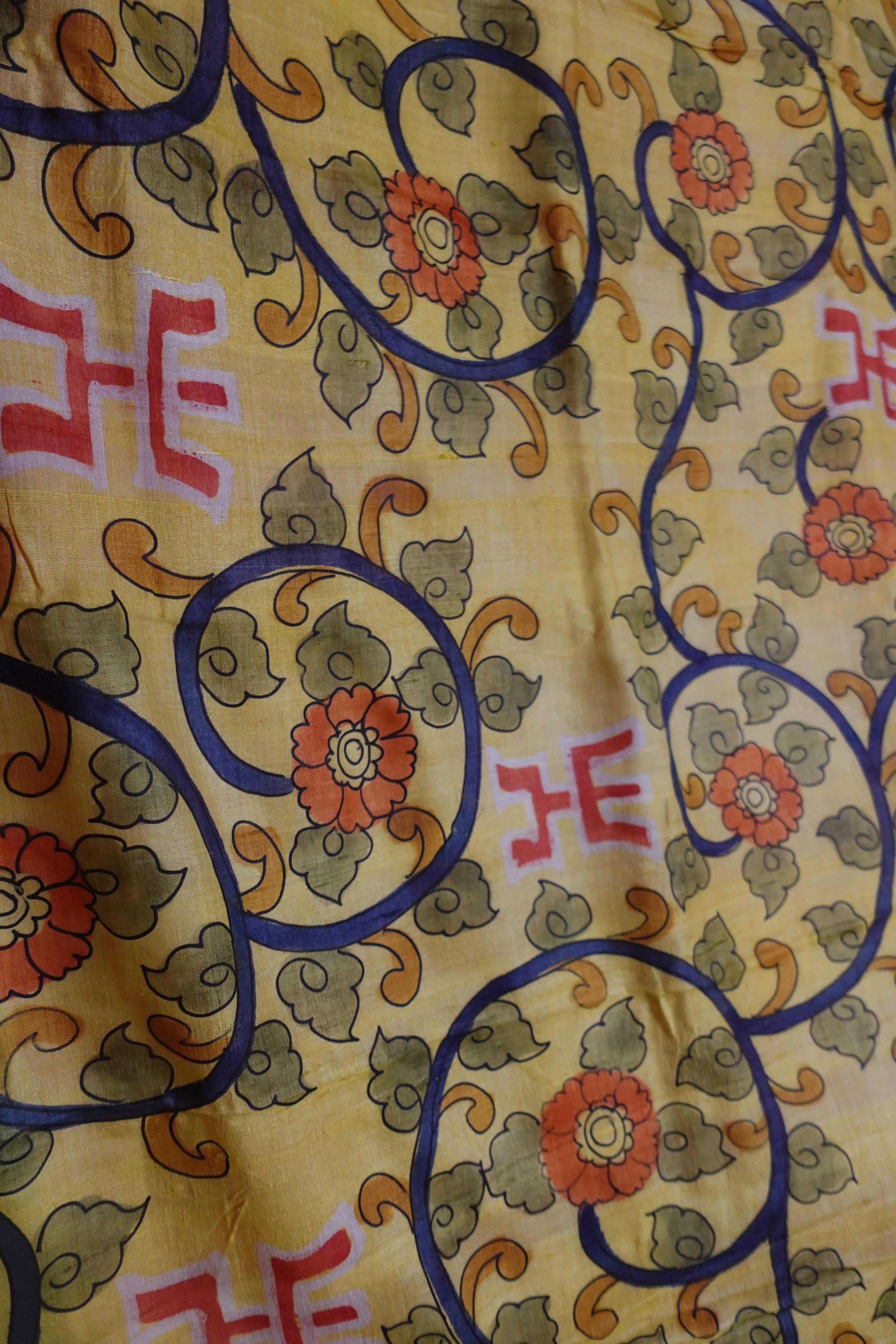 Mustard Desi Tussar with Hand Painted Pattachitra