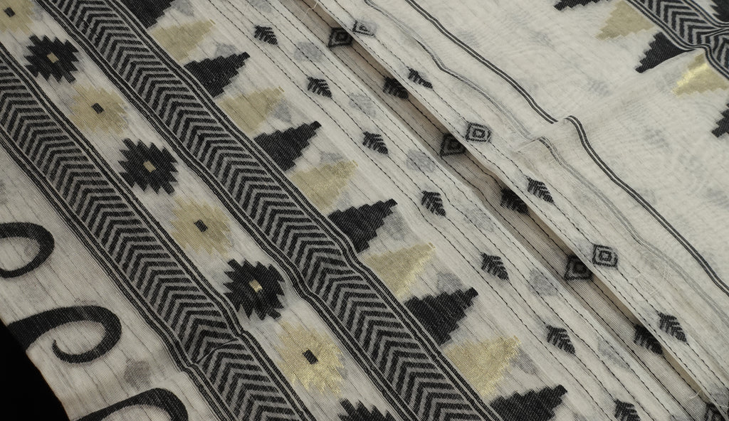 Off-White Pure Cotton Hazaarbuti Jamdani