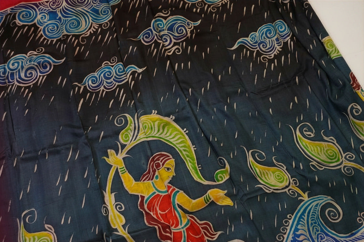 Pure Silk Hand Painted Barshamangal Pattachitra