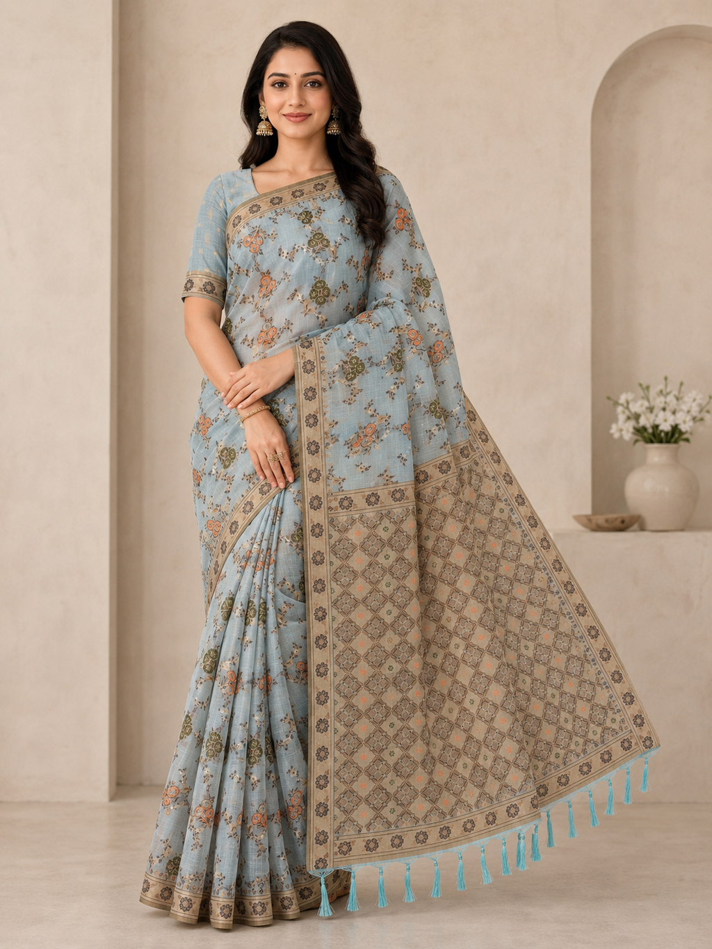 Powder Blue Chanderi