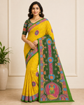Marigold Pure Silk With Hand Painted Pattachitra
