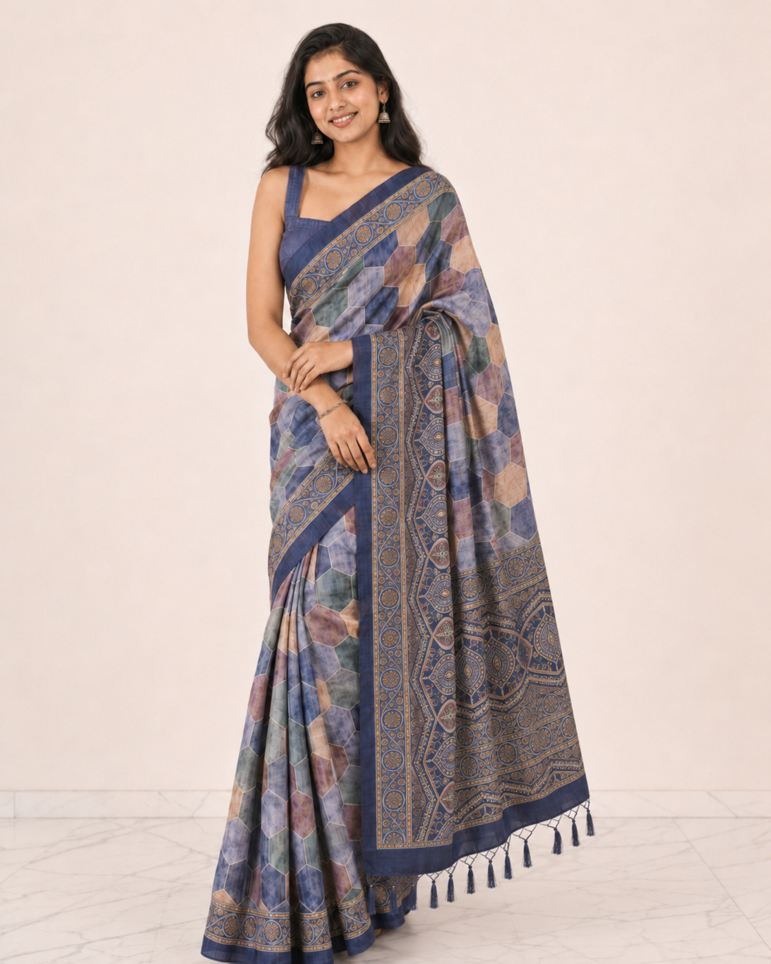 Honeycomb Elegance Linen Chanderi