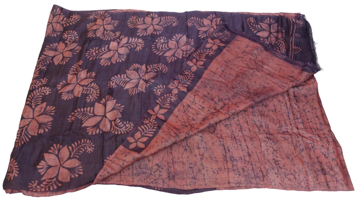 Gachhi Tussar With Floral Indonesian Batik