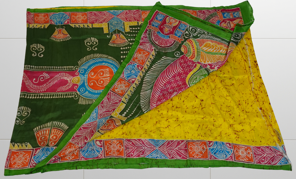 Marigold Pure Silk With Hand Painted Pattachitra