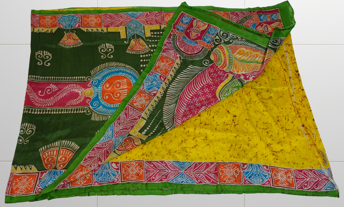 Marigold Pure Silk With Hand Painted Pattachitra