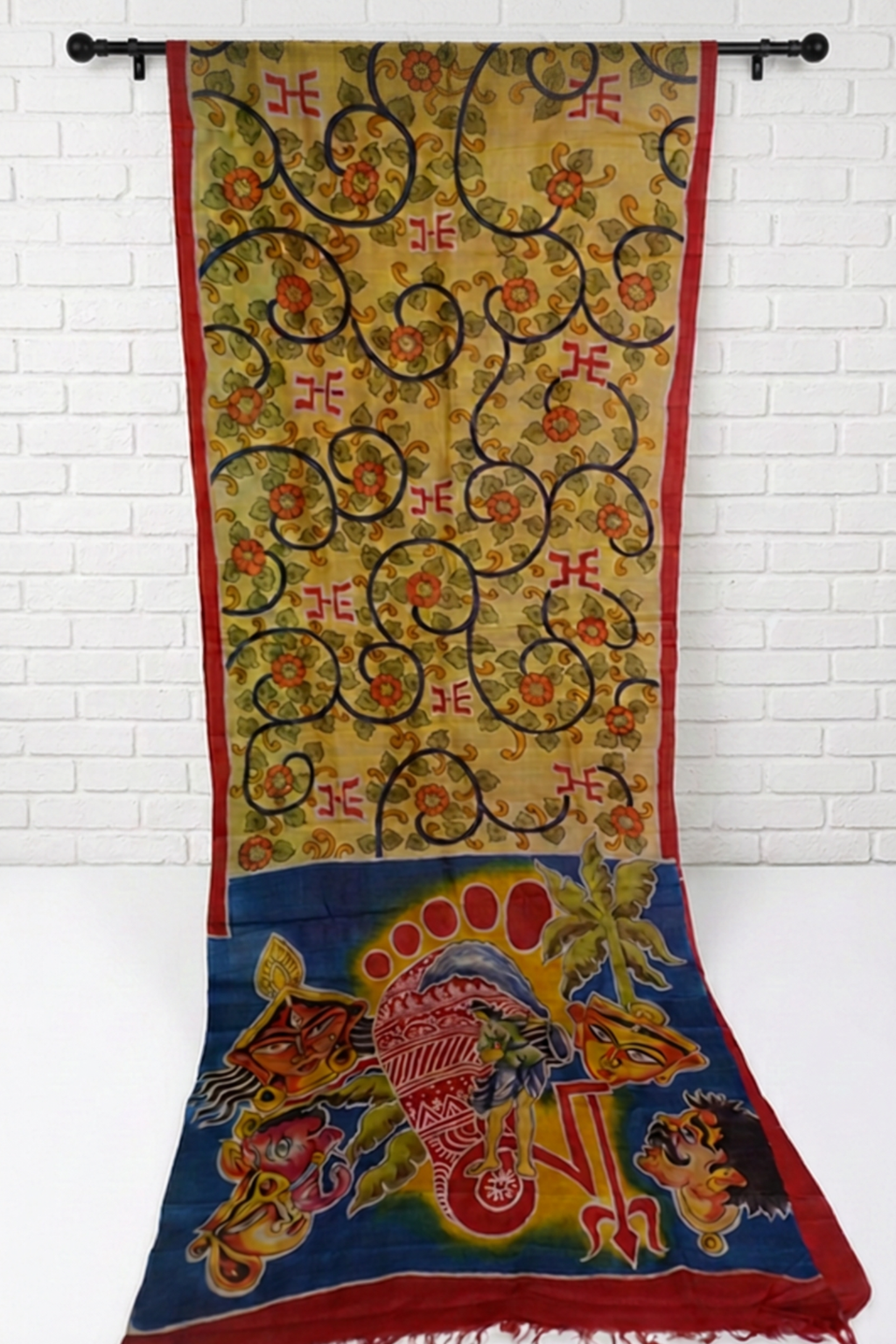 Mustard Desi Tussar with Hand Painted Pattachitra