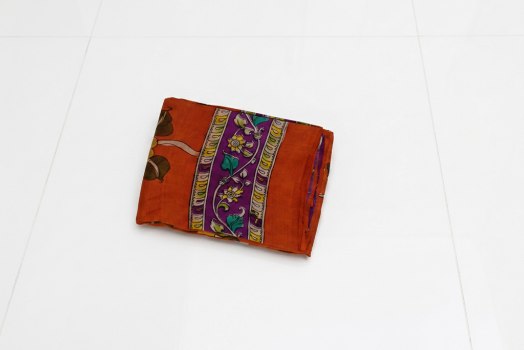 Orange Pure Silk With Hand Painted Kalamkari