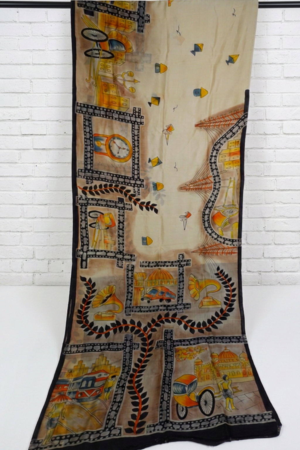 Pure Silk with Hand Painted Kolkata