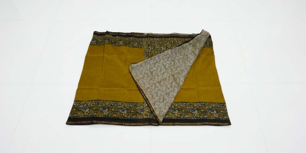 Mustard Chanderi with Bagru Print