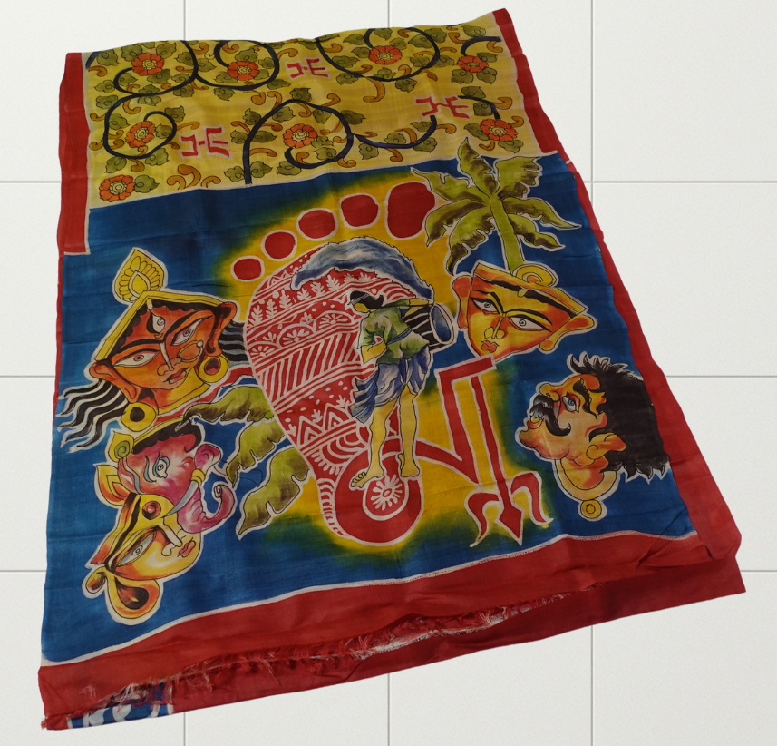 Mustard Desi Tussar with Hand Painted Pattachitra
