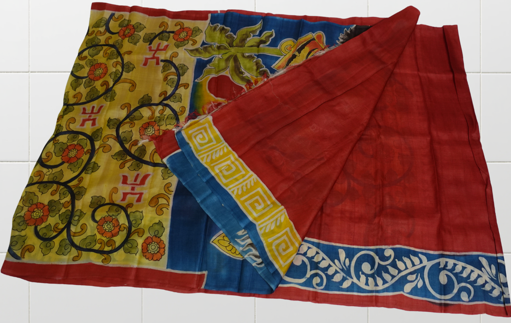 Mustard Desi Tussar with Hand Painted Pattachitra