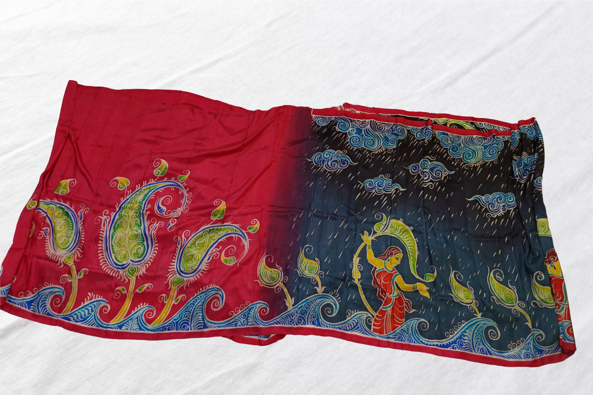 Pure Silk Hand Painted Barshamangal Pattachitra