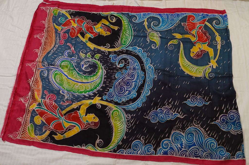 Pure Silk Hand Painted Barshamangal Pattachitra