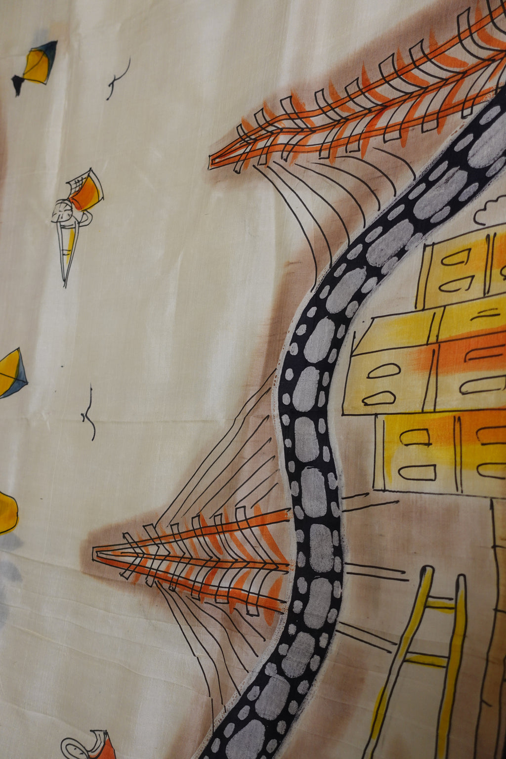 Pure Silk with Hand Painted Kolkata
