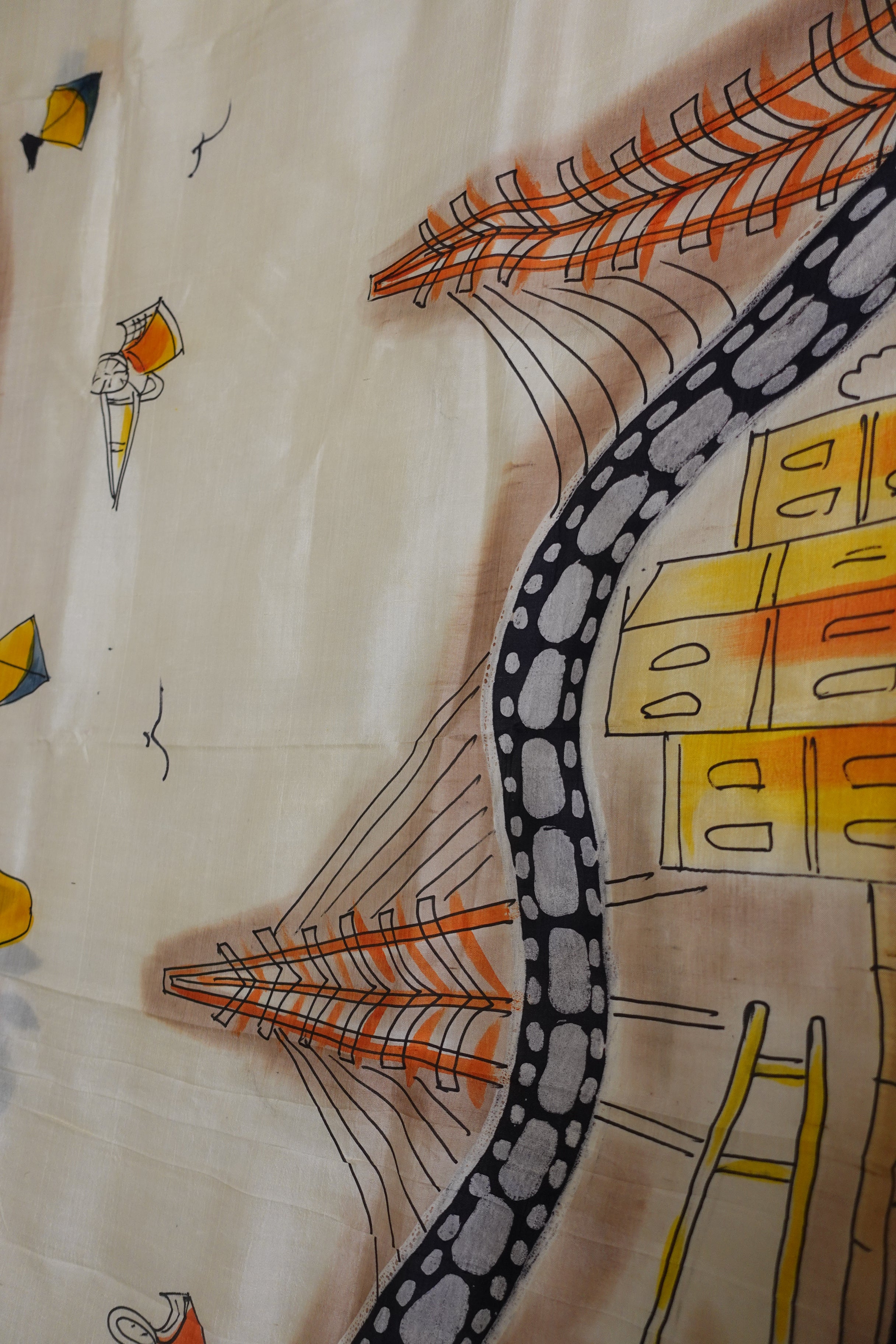 Pure Silk with Hand Painted Kolkata