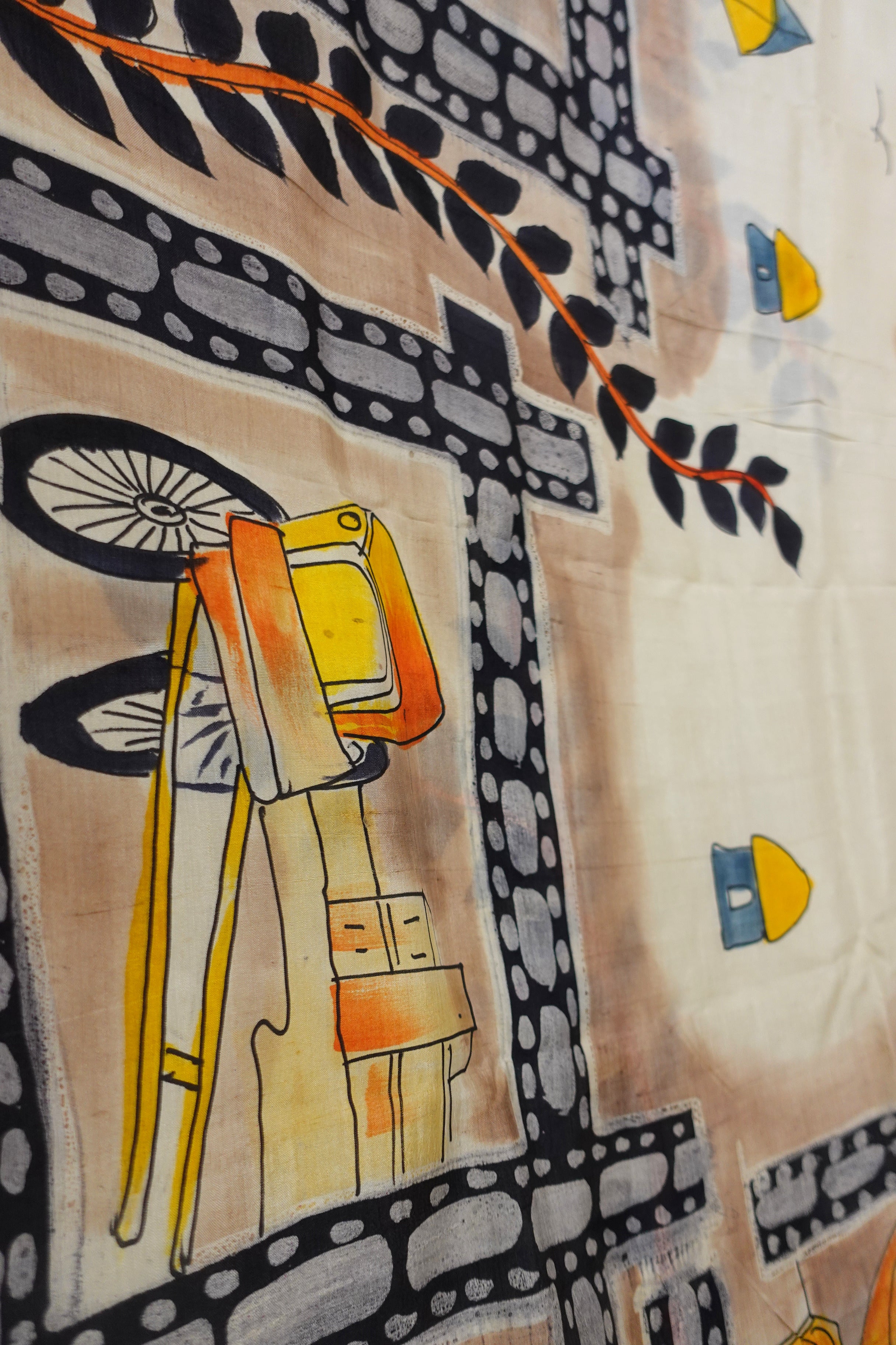 Pure Silk with Hand Painted Kolkata